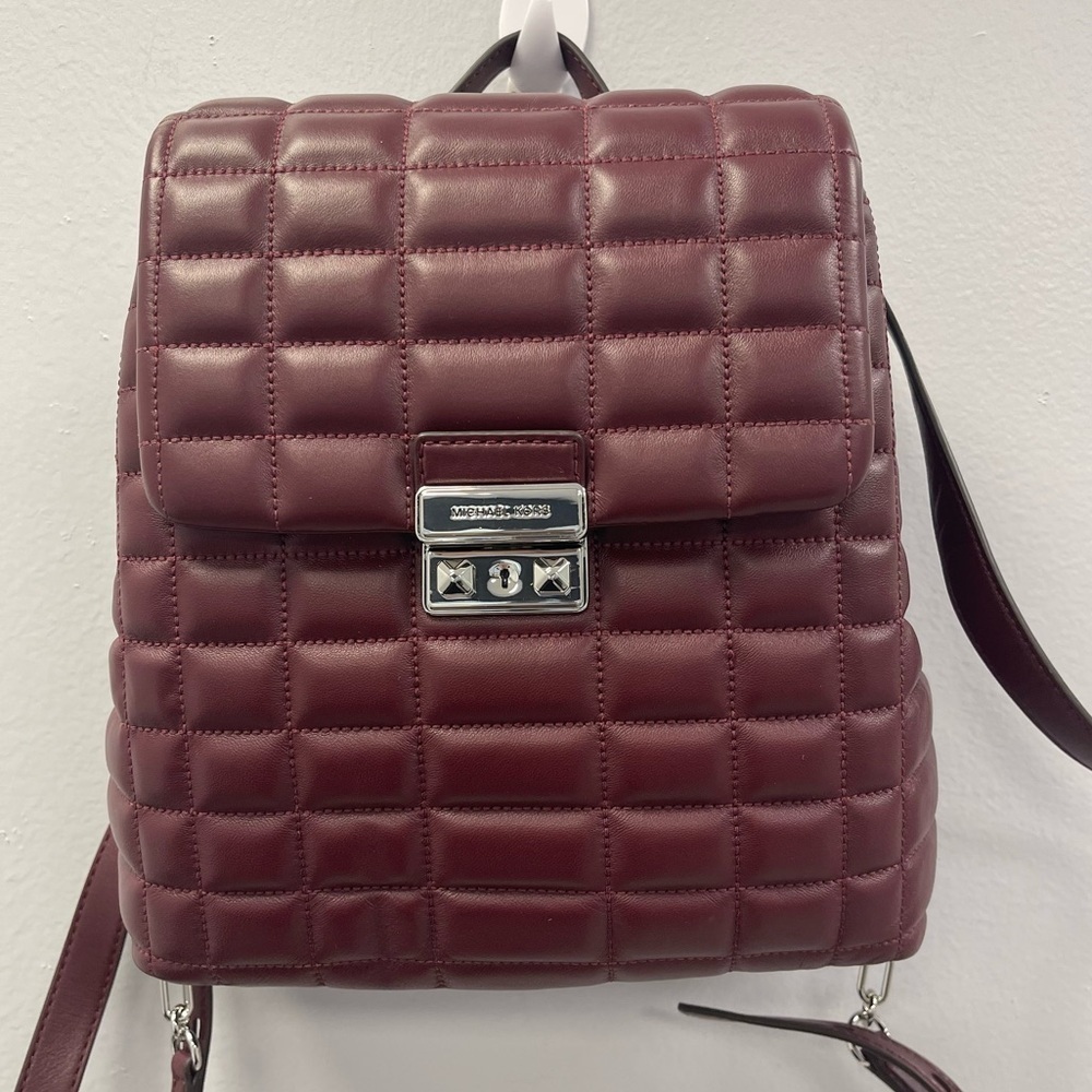 MICHAEL Michael Kors Tribeca Small Quilted Leather Backpack in Oxblood - NWT
